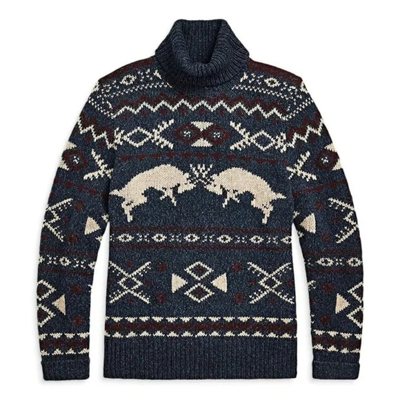 Polo Ralph Lauren Other - Polo Ralph Lauren Men's Blue Fair Isle-Knit Wool Blend Sweater Size L MSRP $498